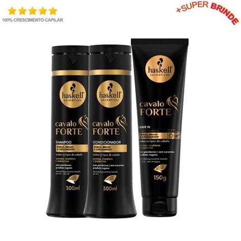 Haskell Cavalo Forte Shampoo Condicionador 300ml Leave In 150ml