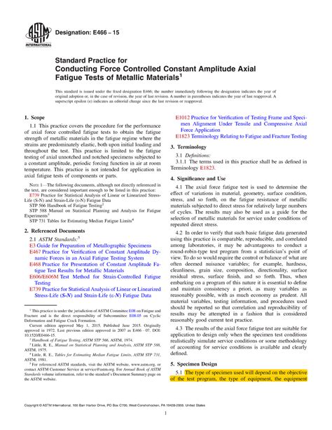 Astm E Standard Practice For Conducting Force Controlled Constant