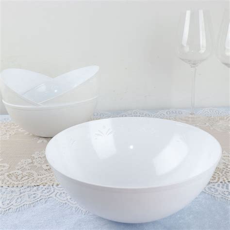 4 Pack 32oz White Plastic Salad Bowls