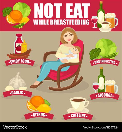 Healthy diet for breastfeeding mothers Royalty Free Vector