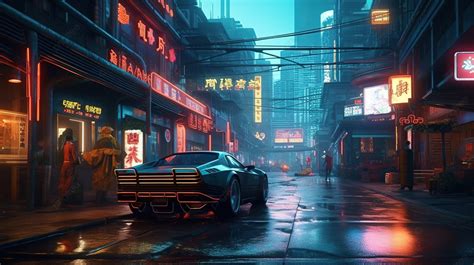 Fondo 3d De Una Calle Futurista Con Un Carácter Cyberpunk Fondo Ciudad