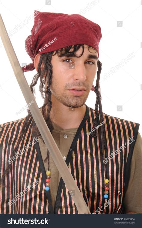 Young Man Sword Dressed Like Pirate Stock Photo 85973404 Shutterstock