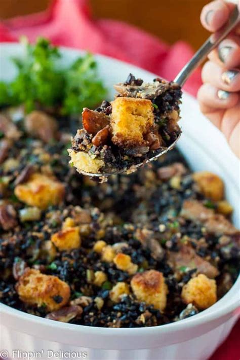 Gluten Free Cornbread Dressing With Wild Rice Sausage And Pecans