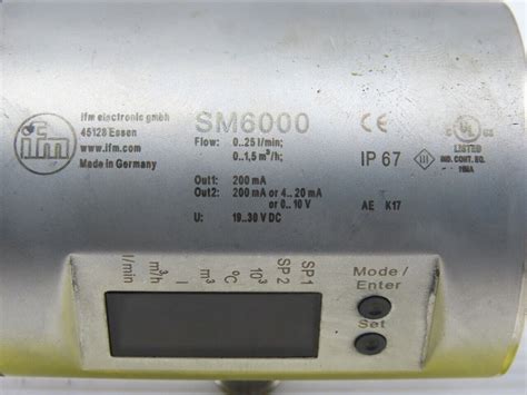 IFM Efector SM6000 Magnetic Inductive Flow Meter 0 25I Min 200mA 19