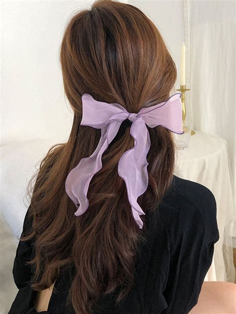 Purple Casual Collar Polyester Plain Scarf Hair Tie Embellished Women