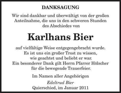 Traueranzeigen Von Karlhans Bier Saarbruecker Zeitung Trauer De