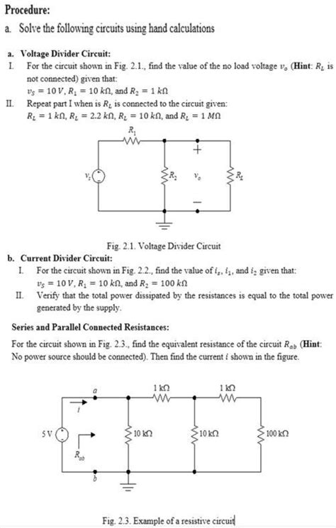 Solved Procedure A Solve The Following Circuits Using