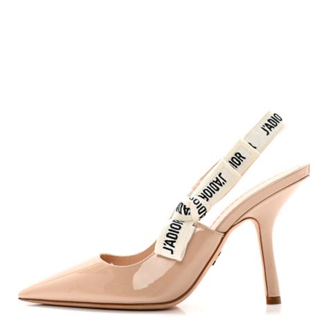 CHRISTIAN DIOR Patent Ribbon J Adior Slingback Mm Pumps Nude FASHIONPHILE