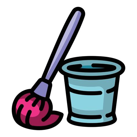 Mop Bucket Icon Outline Style Vector Art At Vecteezy