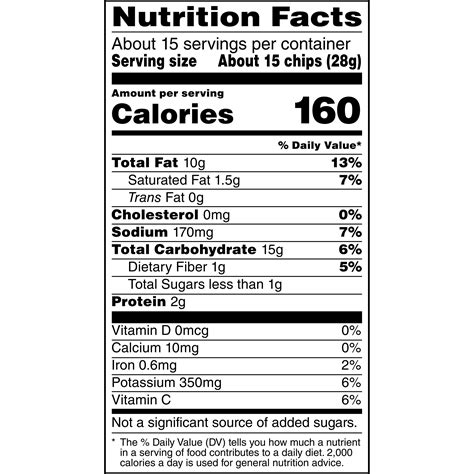 Nutrition Facts For Lay S Potato Chips | Blog Dandk