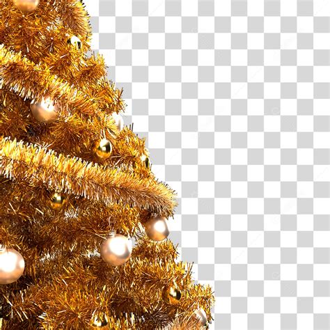 Árvore de Natal Dourada Decorada PNG Transparente download Designi