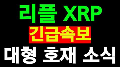 리플 Xrp 긴급속보 대형 호재 소식 리플 리플코인 리플xrp 리플전망 리플호재 Youtube