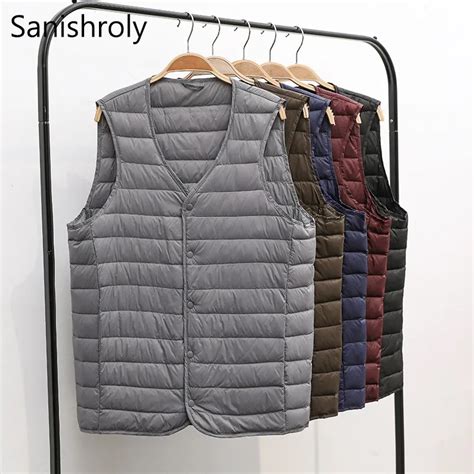 Sanishroly Autumn Winter White Duck Down Vest Coat Men Ultra Light Down