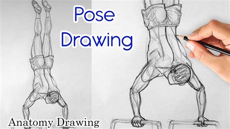 How to draw workout pose / Male body muscle / Drawing Practice - YouTube