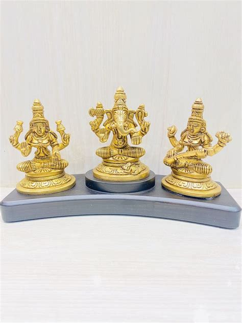 Lakshmi Ganesha Saraswati statues,5inches, Brass laxmi Ganesh Saraswati ...