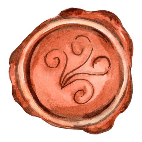 Watercolor Vintage Wax Seal Stamp Isolated Template Illustration Old