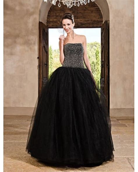 A Line Ball Gown Princess Strapless Floor Length Tulle Prom Quinceanera