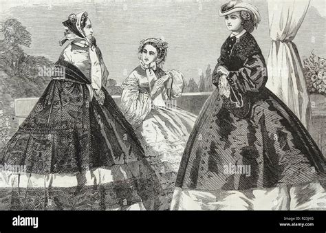 The Paris fashions for August 1860 Stock Photo - Alamy