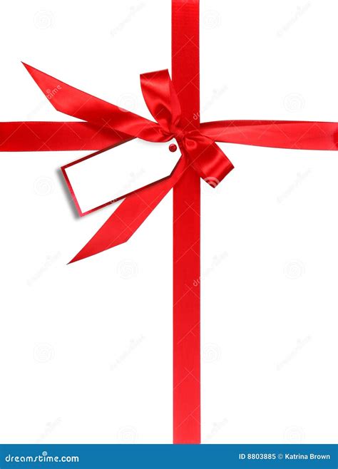 Red Gift Wrapped With Ribbon And Tag Stock Image Image Of Birthday