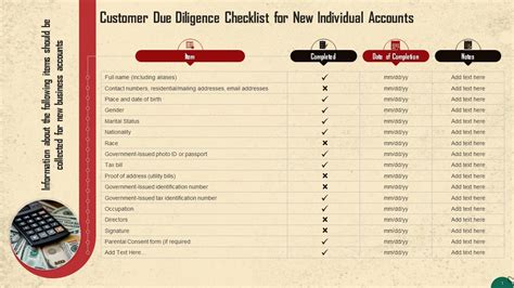 Cdd Checklist For New Individual Accounts For Aml Training Ppt Ppt Template