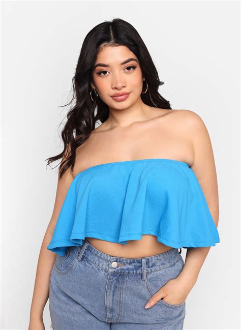 Cari Ruffle Crop Top Aqua Rebdolls