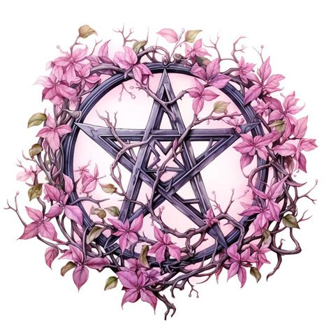 Premium Ai Image Beautiful Dark Gray Pentagram With Leaves And