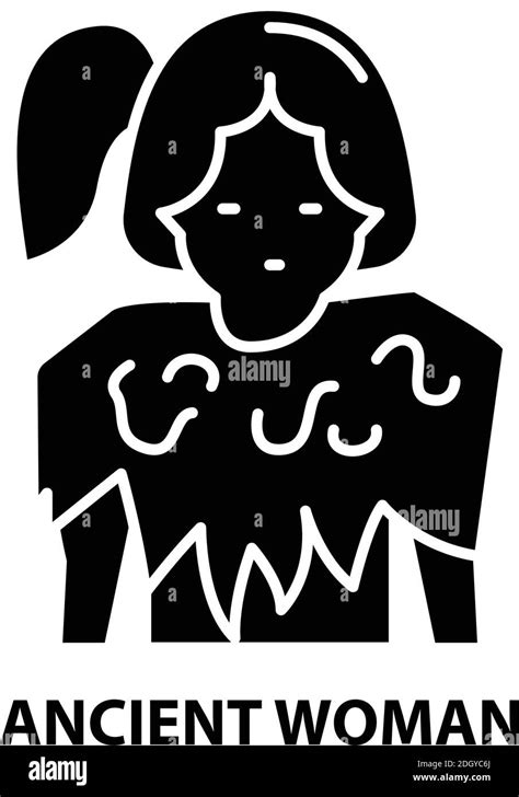 Icono De Mujer Antigua Signo Vector Negro Con Trazos Editables