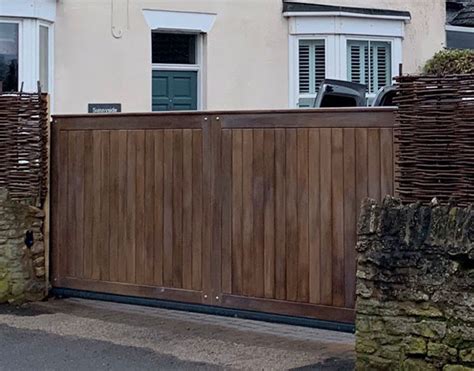 Iroko Timber Sliding Gate Residential And Commercial Electric Gates