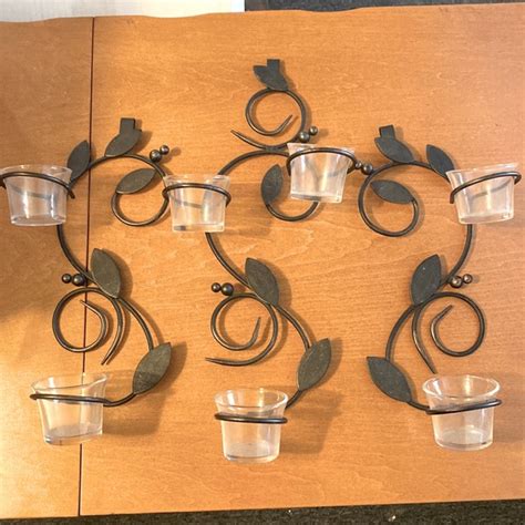 PartyLite Accents Set 3 Partylite Wall Candle Holder Scrolled Wall