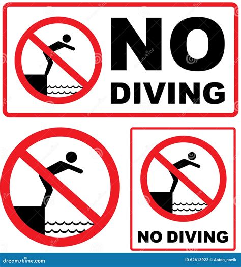 Notice No Diving Shallow Water Symbol Vector Illustration Isolated On