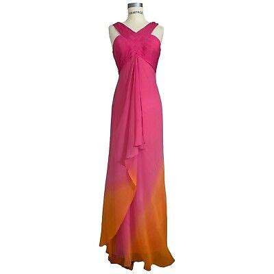 Gorgeous Vtg Sue Wong Nocturne Pink Orange Ombre Silk Flowy