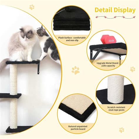 Modern Wall Mounted Cat Furniture 5pcs Cat Wall Shelves Wooden Cat