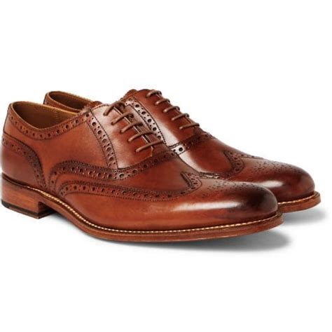 Grenson Dylan Brogue Shoes In Tan Leather Mens Grenson UK At SEIKK