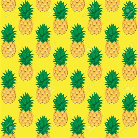 Free Download Pineapple Fruit Contour Abstract Seamless Pattern On Yellow [1300x1300] For Your