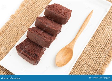 Sliced Bar Cake Chocolate Slice Slices In White Background Stock Photo