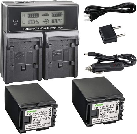 Kastar Lcd Dual Fast Charger And 2 X Battery For Canon Bp 827 And Vixia Hf G10 G20