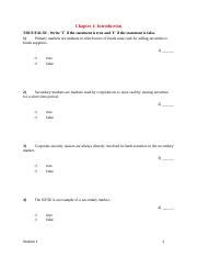 FIN 221 Mid Term Revision 2022 1 Docx Chapter 1 Introduction TRUE