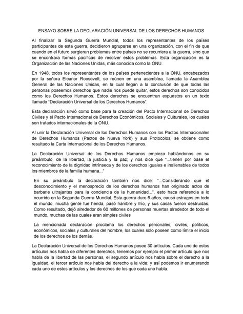 Pdf Ensayo Sobre La Declaracion Universal De Los Derechos Humanos