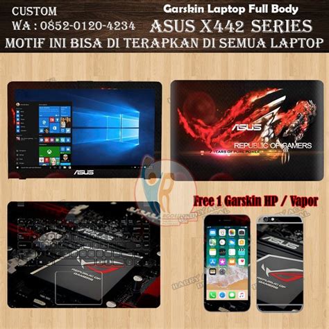 Jual Original Garskin Laptop Full Body Asus X442 Series Motif ROG Bisa