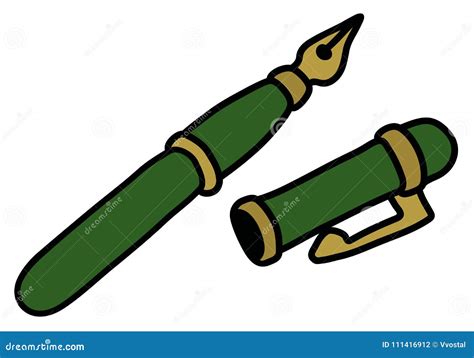 The green ink pen stock vector. Illustration of fountain - 111416912