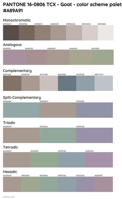 Pantone 16 0806 Tcx Goat Color Palettes