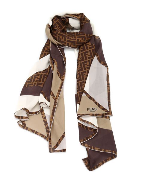 Scarves Fendi Silk Zucca Logo Scarf FXT0858MEF06CN Thebs