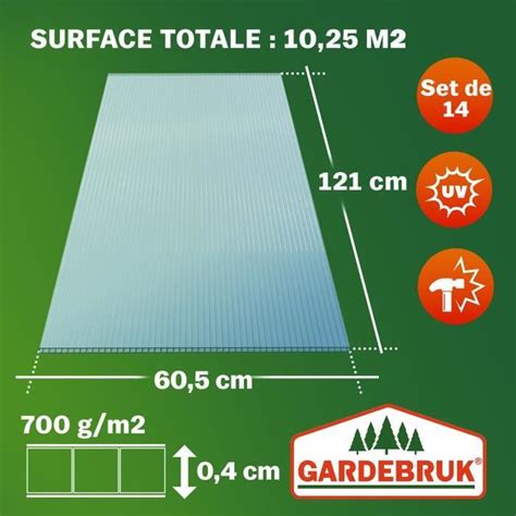 Plaque de polycarbonate creux 10 25 m² 14 unités Plaques à double paroi