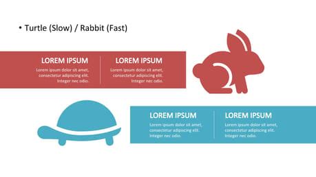 Rabbit Turtle And Turtle On Red And Blue Background Google Slides Theme