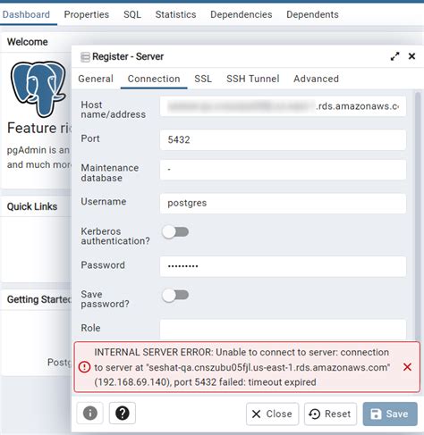 Unable To Connect To PostgreSQL Databese On Amazon RDS From PgAdmin4