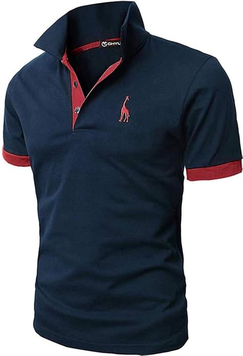 GHYUGR Poloshirt Herren Einfarbig Stickerei Kurzarm Polohemd S XXL