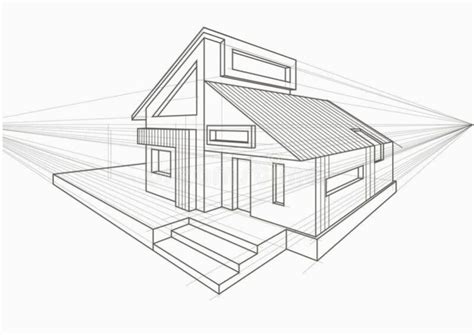 Illustration about linear architectural sketch detached house ...