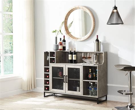 Wine Bar Cabinet with Wine Rack, 51" Home Bar Furniture for Wine/Liquor ...