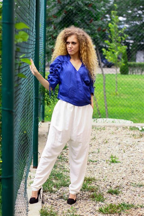 Loose Silk Trousers Baggy Trousers White Harem Pants Etsy Silk Trousers White Harem Pants