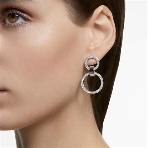 Hollow Hoop Earrings White Rhodium Plated Swarovski